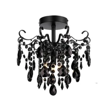 Mini Black Chandelier Crystal Ceiling Light(3-Light,12-Inch),Small Chandelier...
