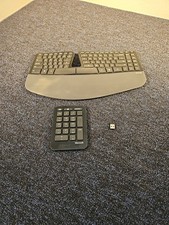TESTED Microsoft Sculpt Ergonomic Wireless Keyboard 1559 Number Pad  USB Dongle