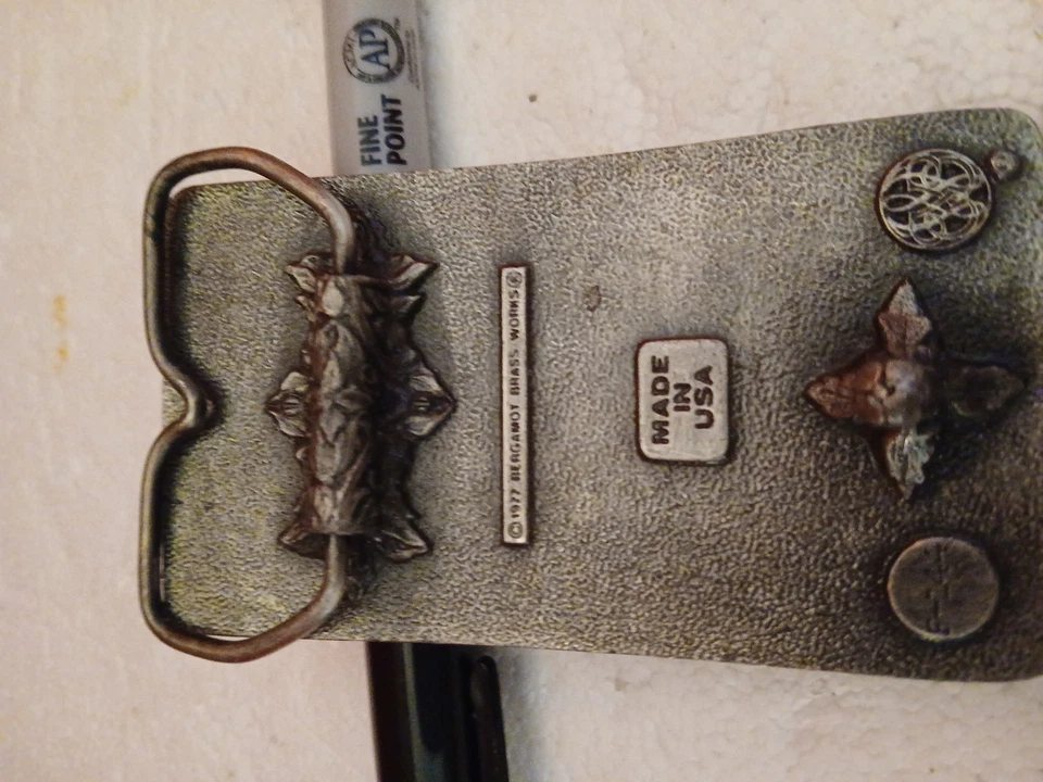 1977 vintage bergamota latão funciona cinto fivela veado - Imagem 2 de 2