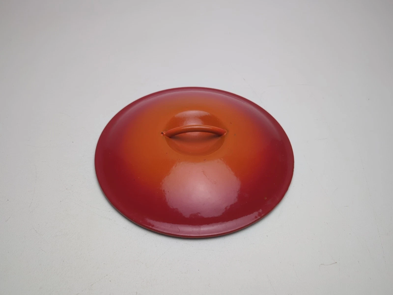 Vintage Le Creuset Orange Enameled French Cast Iron Lid Only 8” '22' 22cm