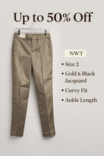 Ann Taylor Factory Curvy Ankle Pants Size 2 Gold Black Jacquard