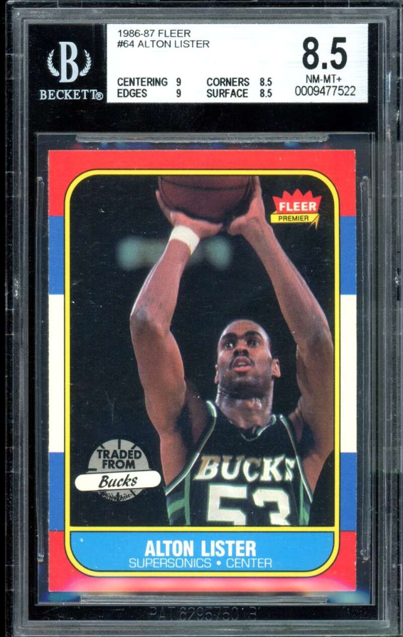 Alton Lister Rookie Card 1986-87 Fleer #64 BGS 8.5