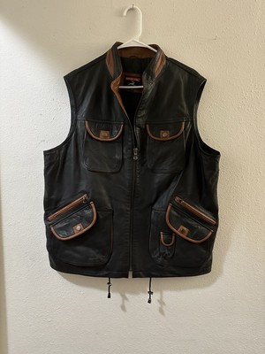 Vintage Imper Piel Lamb Skin Leather Vest, Size 58(3x-4x) Runs 