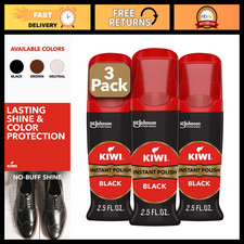 Instant Shine Liquid Shoe Polish Black - 3 Pack with Sponge Applicator, 2.5 oz E