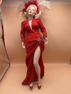 Franklin Mint Marilyn Monroe Porcelain Doll Gentlemen Prefer Blondes Red 19''