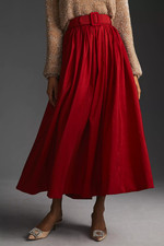 NWT Anthropologie Red Maeve Belted Maxi Skirt, Size 8 - 198 NEW