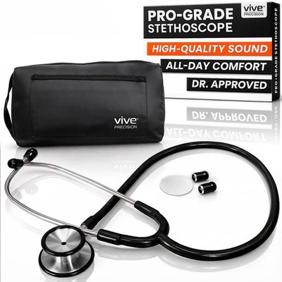 Vive Precision Dualhead Stethoscope - Dual Head 1 Count (Pack of 1), Black