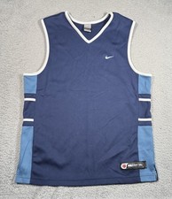 Vintage Y2K Nike Basketball Jersey Mens Large Blue Swoosh Sleeveless Tank Top