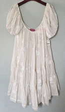 NWT With Defect $168 Free People Zandra Rhodes M White Flower Dream Mini Dress