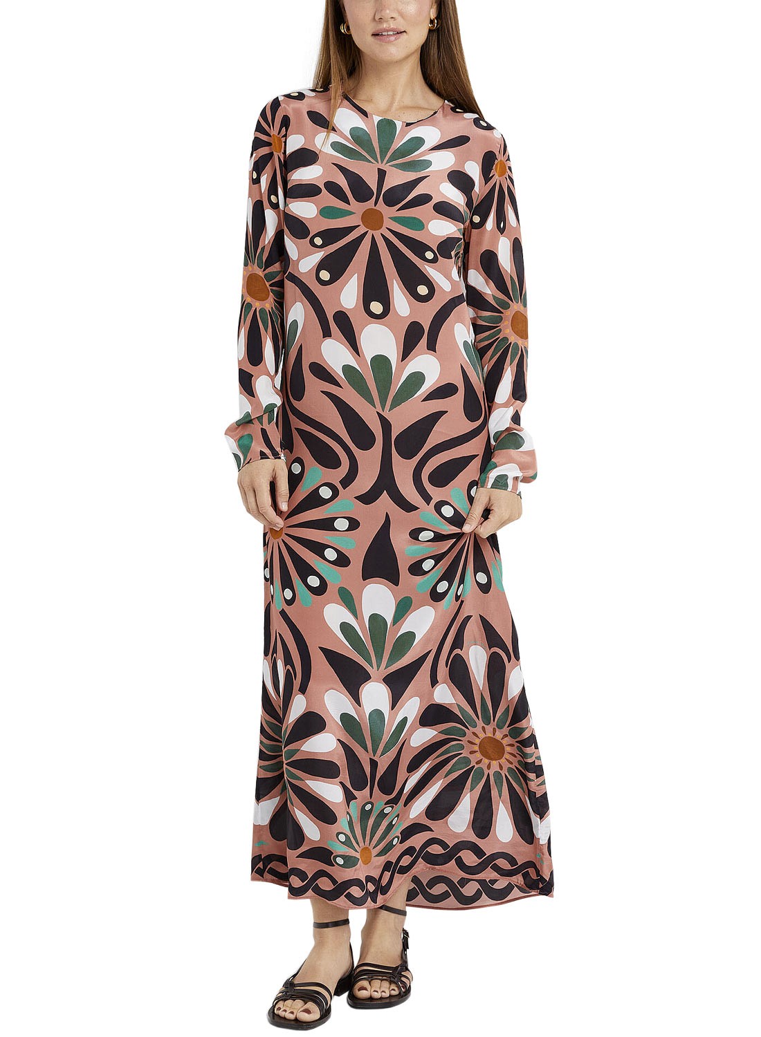 Farm Rio Womens Ainika Flowers Long Sleeve Maxi Dress Small Pink - NWT $280
