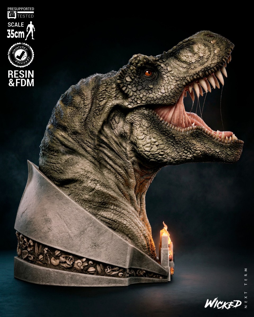 T‑Rex Bust | Jurassic Park Tribute | High Quality Unpainted Resin