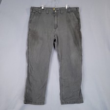 Carhartt Men's Gray Pants 44x30 Relaxed Fit Cotton Work Utility
