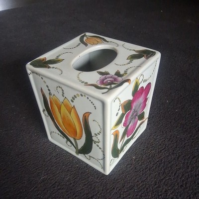 Vintage Hand Painted Tissue Box Cover Porcelain Royal Crown Derby