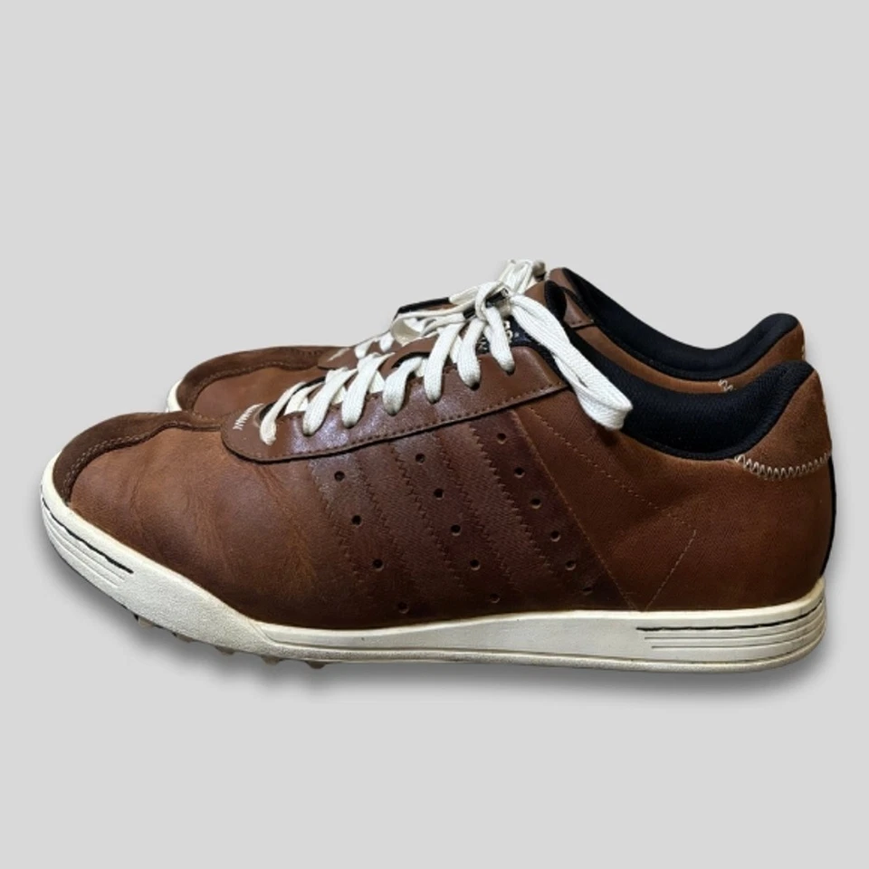 Zapatos de golf Adidas parte superior baja cuello acolchado suela de goma cuero marrón para hombre 9 Foto 2 de 4