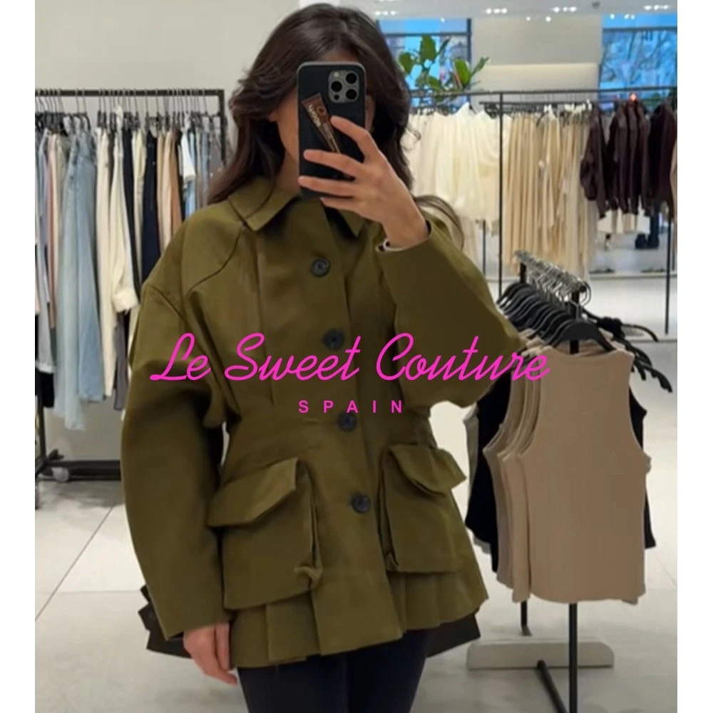 ZARA WOMAN SS26 ZW COLLECTION POCKET JACKET KHAKI GREEN 3736/049/505