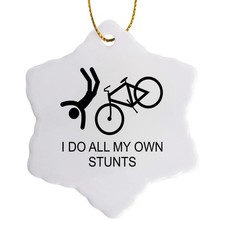 3dRose ORN 193260 1 I Do All My Own Stunts. Snowflake Ornament, Porcelain,3-Inch