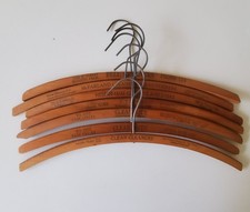Lot of 7 Vintage Wooden Hangers   Advertising California Cleaners 1930s-1950s