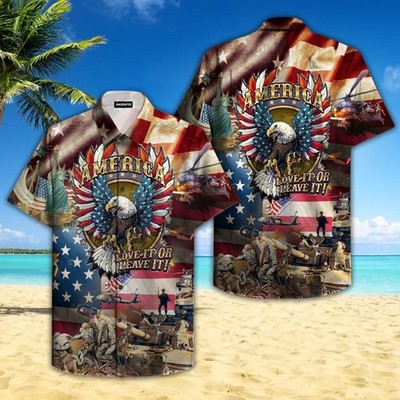Eagle Patriotic God Bless America Hawaiian Shirt For Men