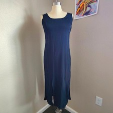 Vintage 90s Laundry by Shelli Segal Black Minimalist Slit Midi Dress Tie Back S