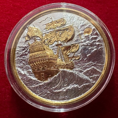 #ad 2 Troy Oz .999 silver Privateer Series “THE STORM” with 24K Gilding by SFS $340.00