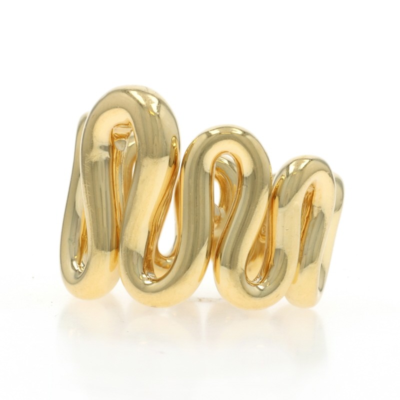 Yellow Gold Squiggle Wave Statement Ring - 18k SZ… - image 3
