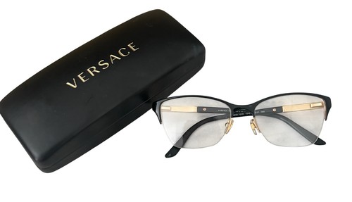 VERSACE MODEL 1218 1342 Black Gold EYEGLASSES FRAME ONLY 53-17 Italy - Picture 3 of 11