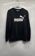 Puma Unisex Adults Black Crew Neck Long Sleeve Pullover Sweatshirt Size Medium