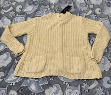 Polo Ralph Lauren Cable Knit Sweater Front Pocket Back Button Girls Size 6x NWT
