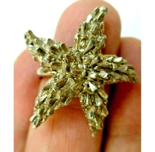 Vintage Silver tone starfish star fish Adjustable Cocktail Ring
