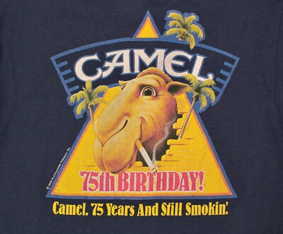 Men's VTG 80s Blue Camel Cigarettes TShirt Sz M 1980s T-shirt 75th