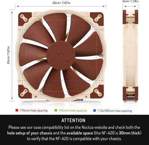 NF-A20 PWM 200mm Quiet Fan - 12V, 4-Pin for Silent Cooling Performance - Picture 6 of 9