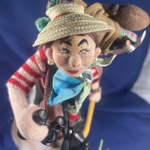 P Roldan Artist 10” Female Hiker Tourist Plus Ram Goat 1950s Soft Sculpture - Picture 12 of 15
