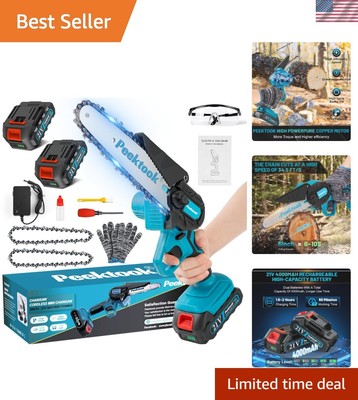Powerful 6-Inch Electric Chainsaw with 700W Motor & 2 Batteries Included