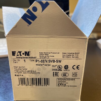 P1 32/VSVB-SW. 32 AMPS. DISCONNECT WITCH. EATON MOELLER 