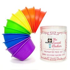 Professional Jumbo Silicone Baking Cups Premium 12 Piece Set Reusable C...