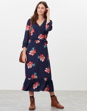 Joules Womens Chloe Fixed Wrap Dress - Navy Peony
