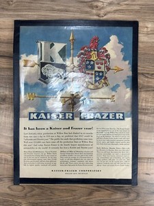 1947 Kaiser Frazer Car Willow Run Sales Automobiles Crest Vintage Print Ad