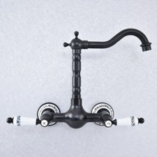 Black Oil Rubbed Brass Kitchen Faucet Bathroom Sink Mixer Tap Wall Mount ssf709