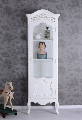 Vitrine Weiss Vitrinenschrank Landhausstil Regal Vintage Schrank Wäscheschrank