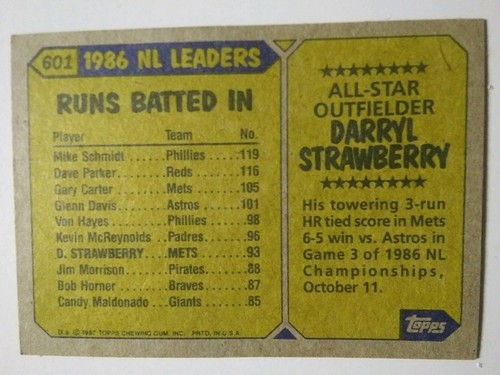 Darryl Strawberry 1987 Topps All Star Baseball Card 601 EBay
