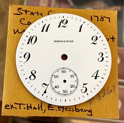 HAMILTON Taschenuhr 16 Porzellan Zifferblatt Roman 1905 Neu Open Face