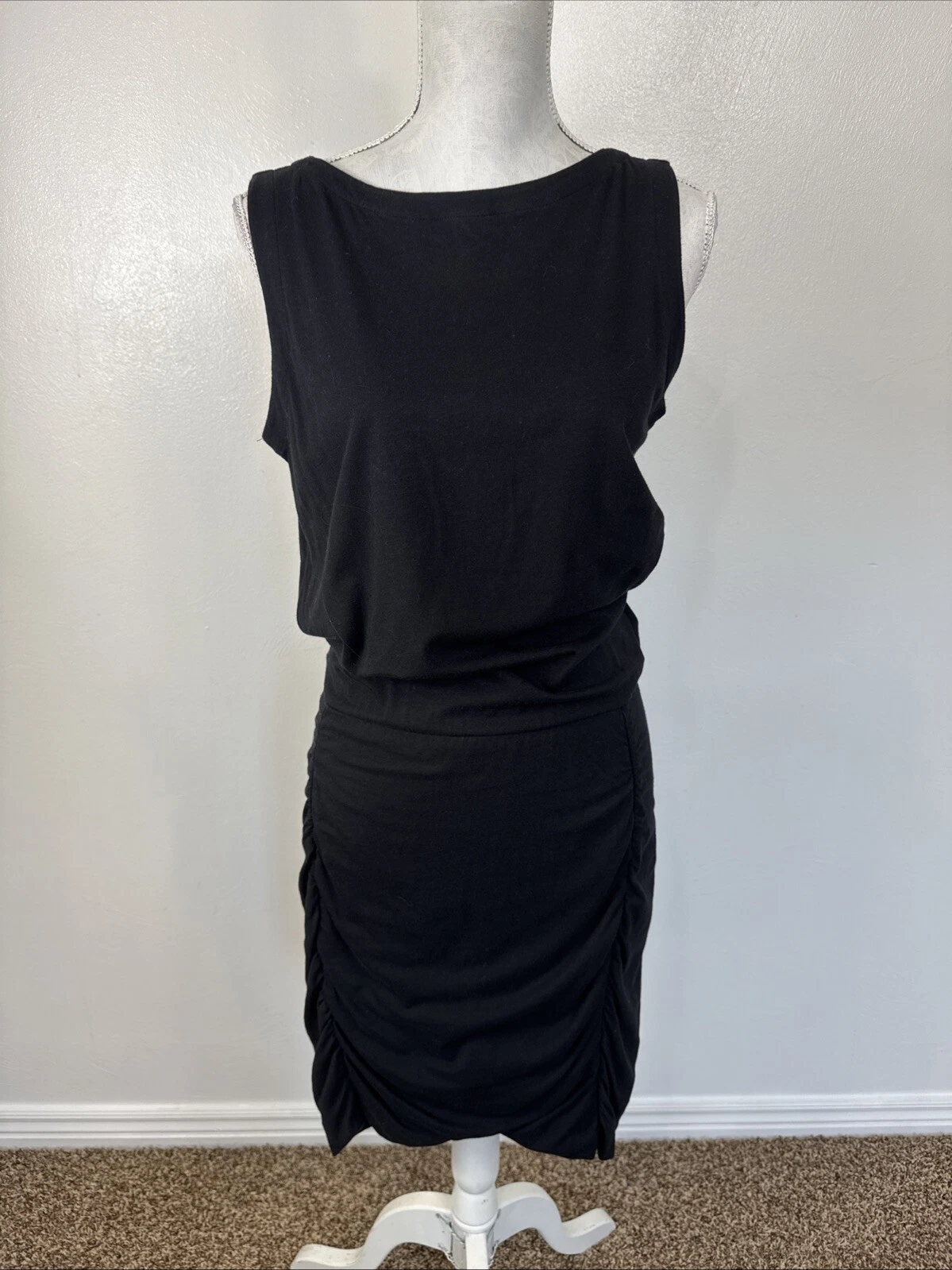 athleta sleeveless stretch knit rusched activewear dress 