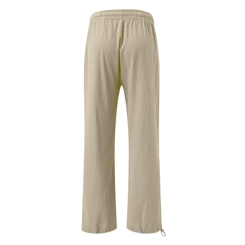 Women Loose High Waist Drawstring Cotton Linen Wide Leg Long Pants With Pockets - Picture 6 of 44