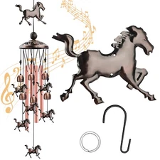 Large Horse Metal Wind Chimes Outdoor Garden Patio 4 Tubes Bells Home Decor Gift
