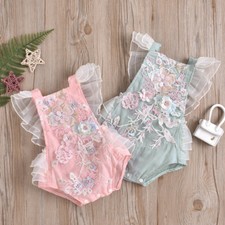 Baby Girl 1st Birthday Outfit Pastel Flower Romper Set Girls Cake Smash Outfit