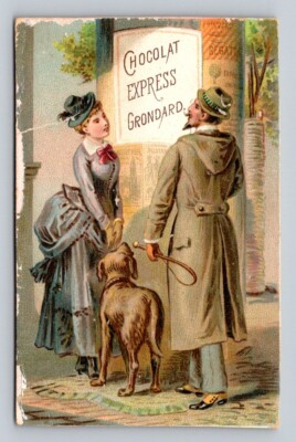 Chocolat Express Grondard  Man Woman Dog Chocolate Paris P840