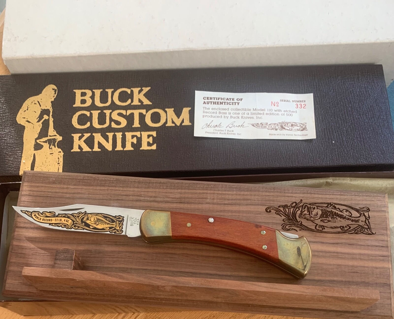 WORLD RECORD BASS BUCK 110 KNIFE NEVER USED IN BOX eBay