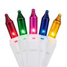 Lot of 2 50-Light Multi Color CHRISTMAS String Set White Wire NEW End-To-End