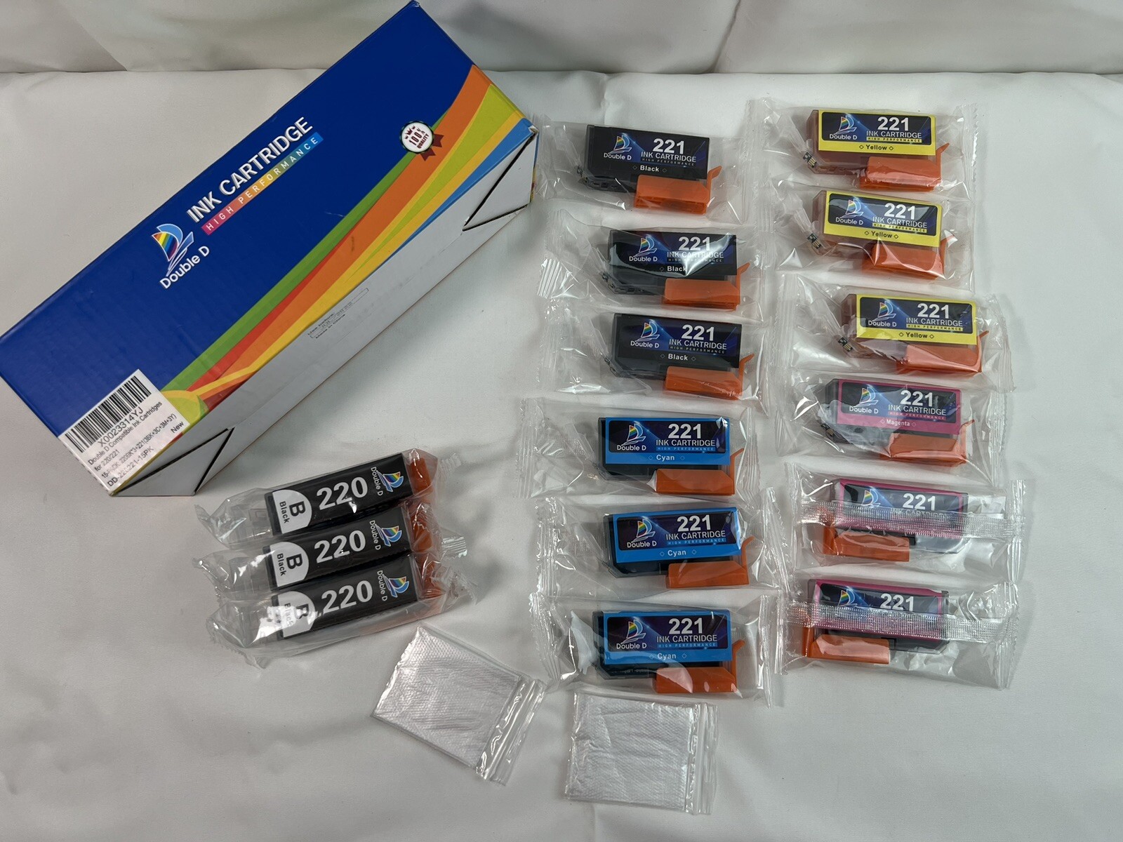 Printer Ink: Double D High Performance Ink Cartridge 220/221; 15 cartridges-image