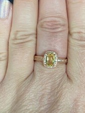 Unique lab-created Light  Dark Citrine triple rose gold plated band ring sz8